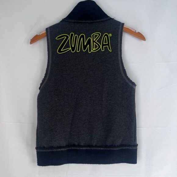Zumba Wear NWT Dark Gray Black Amor Sleeveless Full Zip Up Fitted Vest Sz Small - Picture 2 of 10